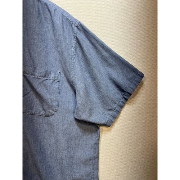 Forsyth Of Canada Mens Chambray Button-Down Shirt Large Blue Short Sleeve Casual - Picture 5 of 11